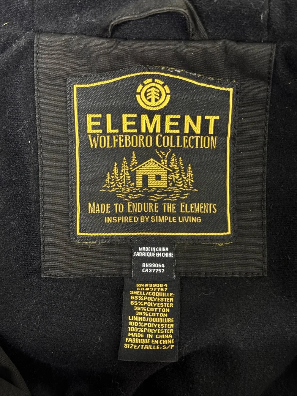 Element Wolfeboro Alder Jacket Flint Black Hooded Wolfeboro Men’s Small